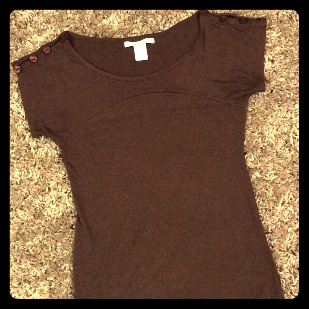 T Shirt With Button Sleeve Detail